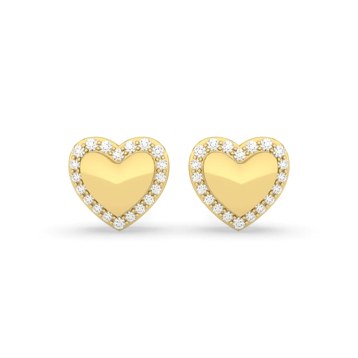 Heart Stud Earrings With White Natural Diamond