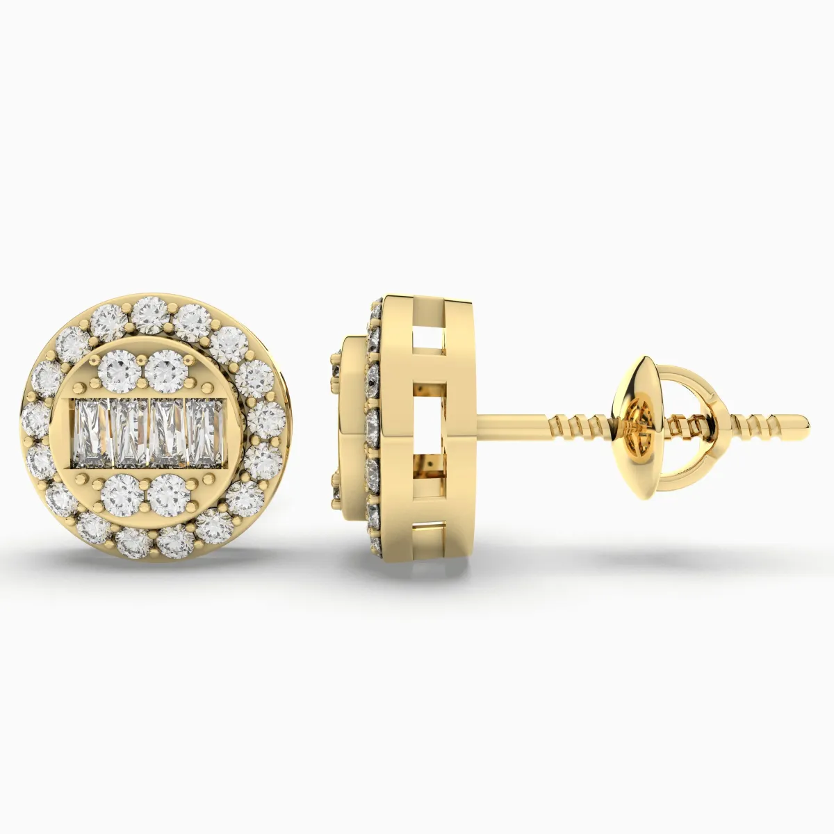 Stunning Halo Round Natural Diamond Earrings