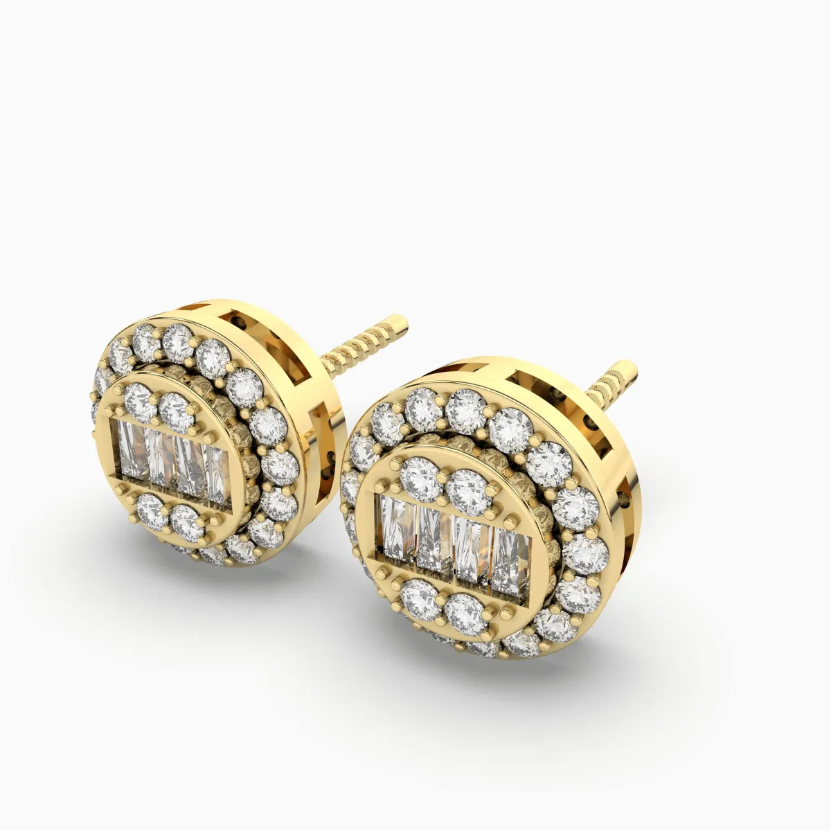 Stunning Halo Round Natural Diamond Earrings