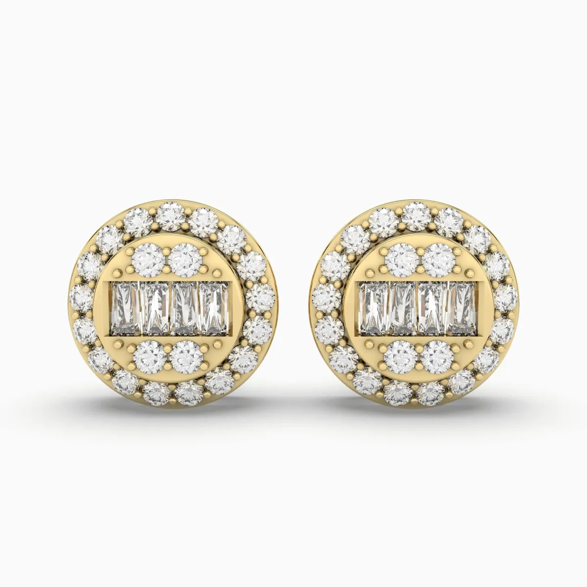 Stunning Halo Round Natural Diamond Earrings