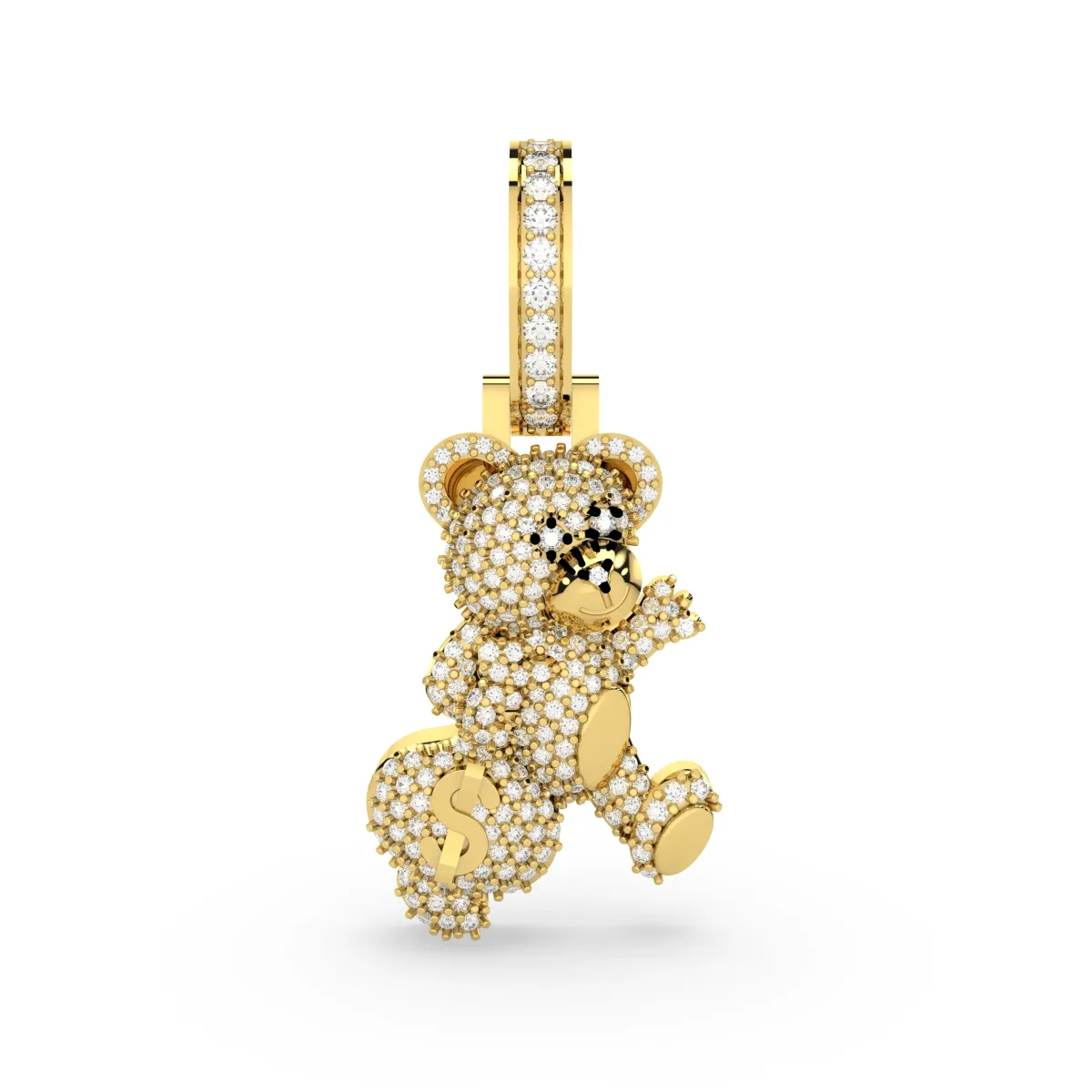 Natural Diamond Encrusted Teddy Bear Pendant