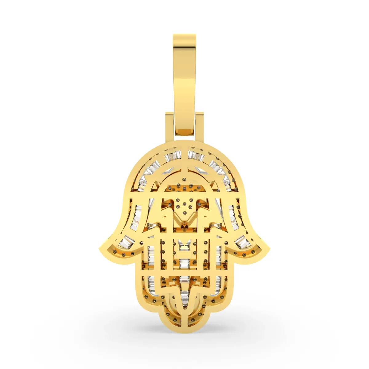 Hamsa Hand Pendant With Natural Diamonds