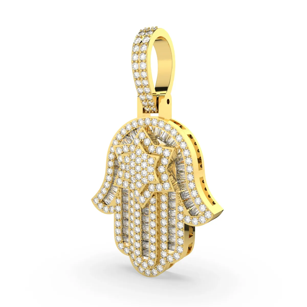 Hamsa Hand Pendant With Natural Diamonds