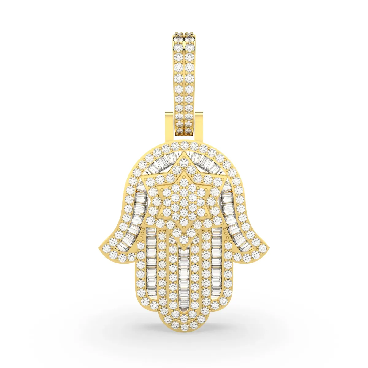 Hamsa Hand Pendant With Natural Diamonds