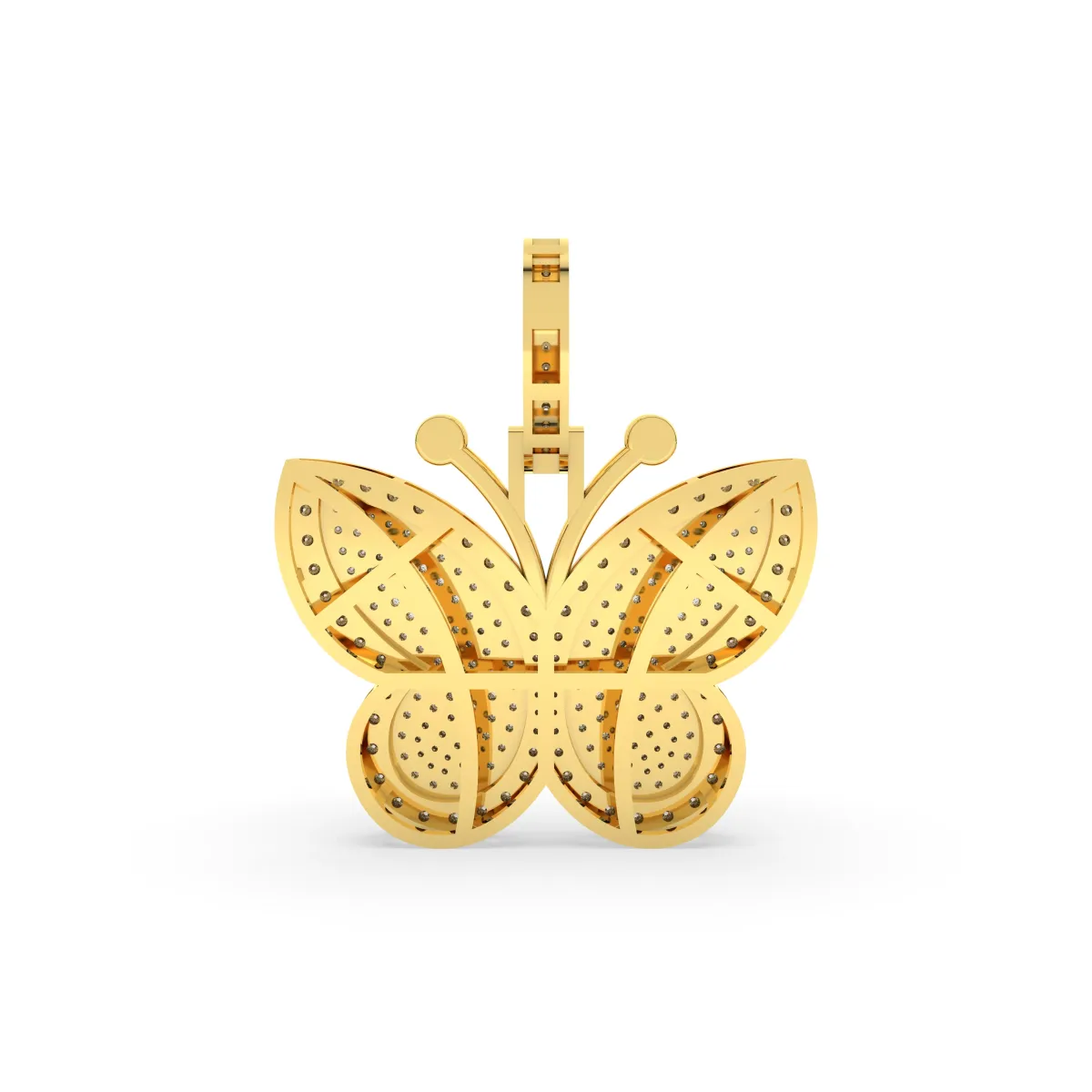Natural Diamond-Studded Butterfly Pendant