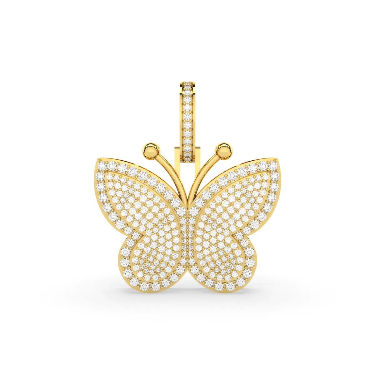 Natural Diamond-Studded Butterfly Pendant