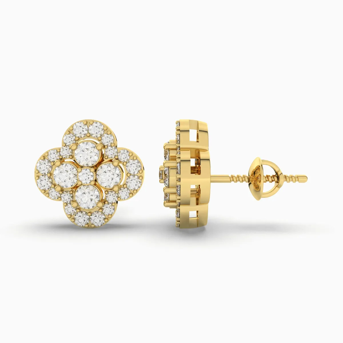 Natural Diamond Solitaire Earrings For Unisex