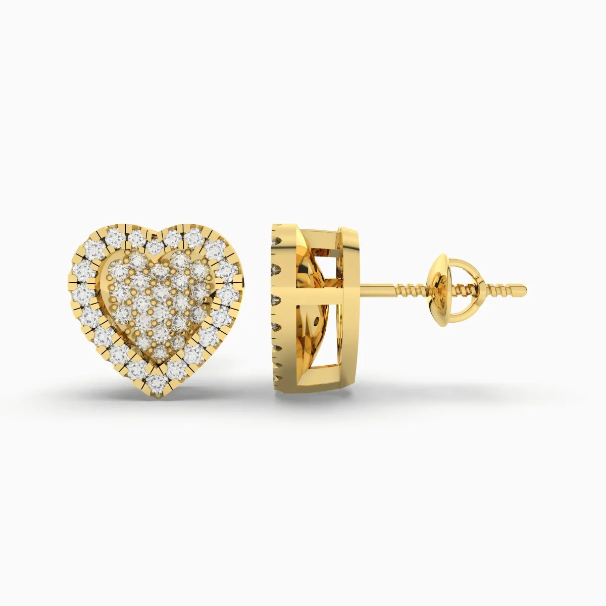 Heart Shaped Natural Diamond Stud Earrings