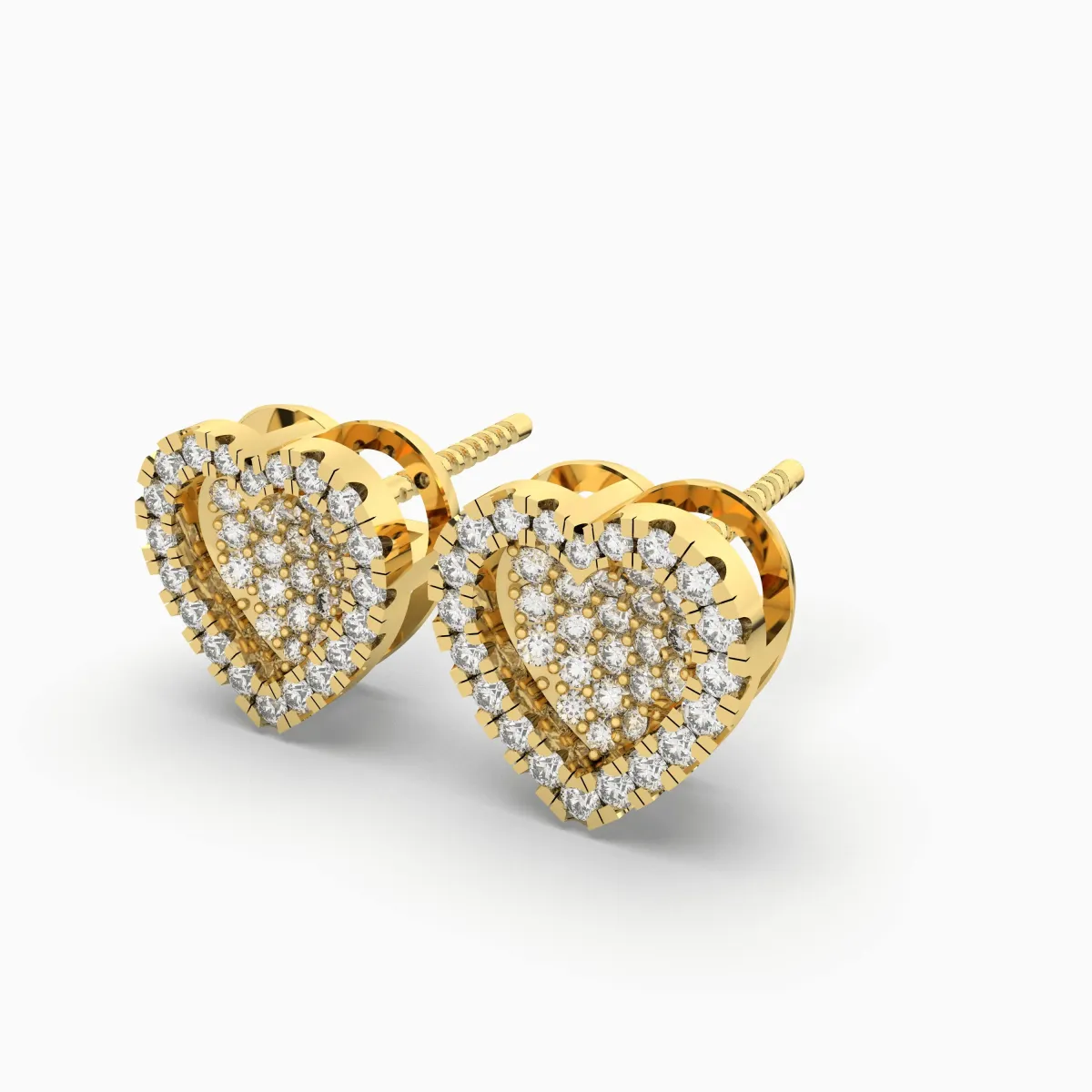 Heart Shaped Natural Diamond Stud Earrings