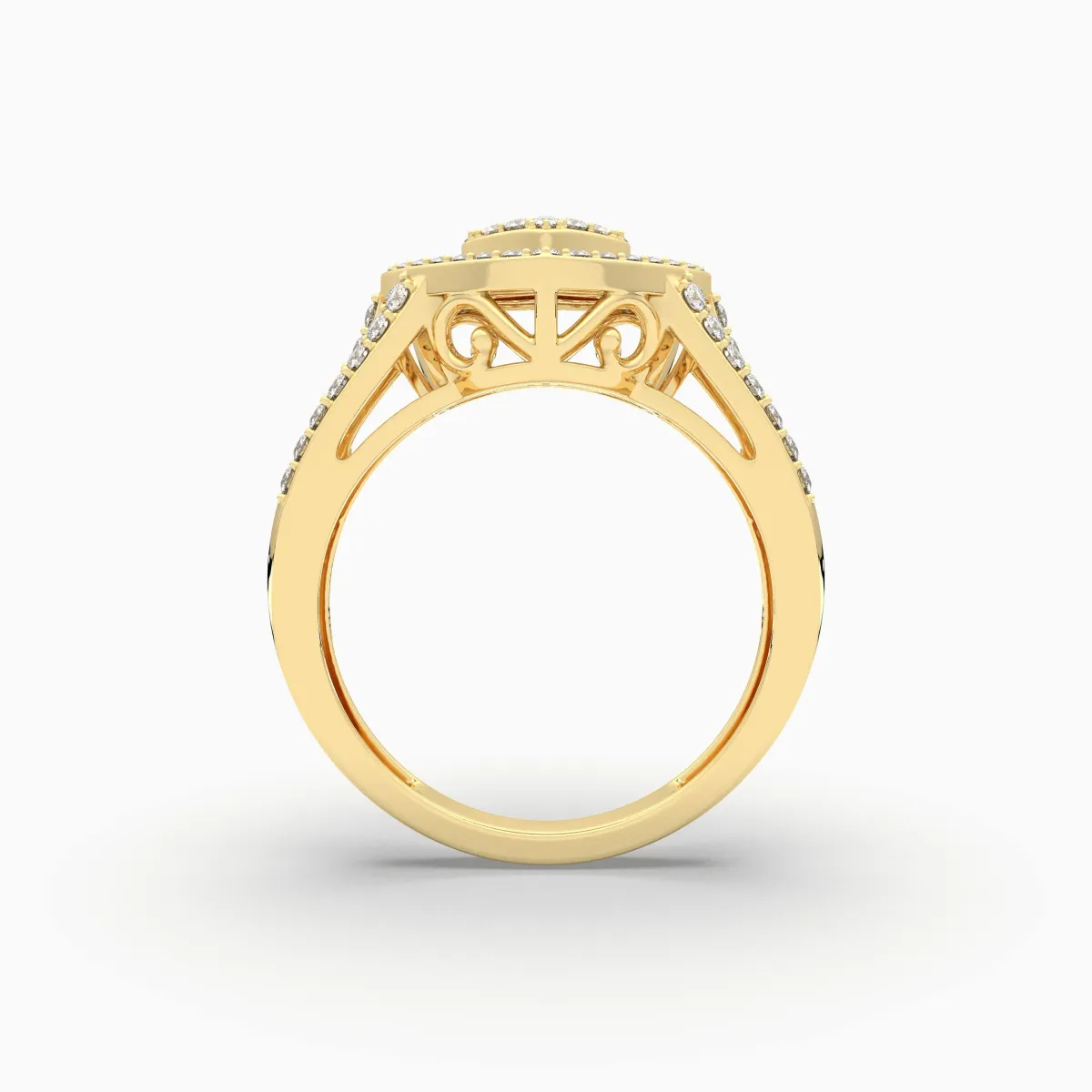 Women's Round And Baguette Natural Diamond Heart Ring