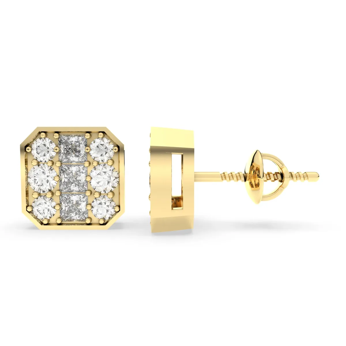 Cushion Cut Natural Diamond Stud Earrings 0.48 CT Halo Design For Women