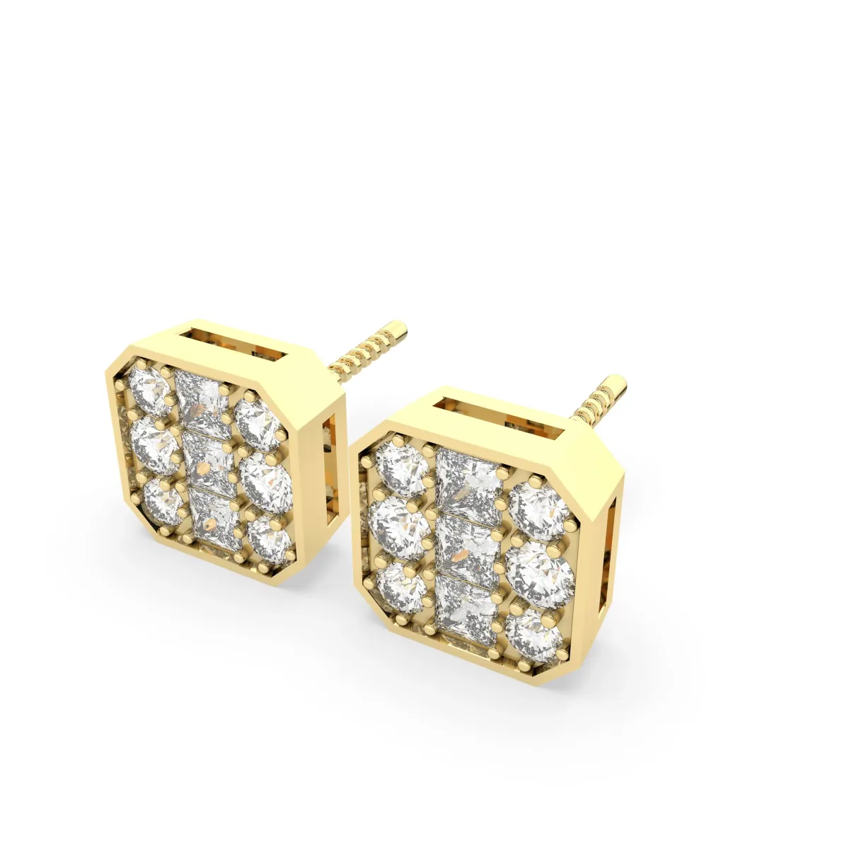 Cushion Cut Natural Diamond Stud Earrings 0.48 CT Halo Design For Women