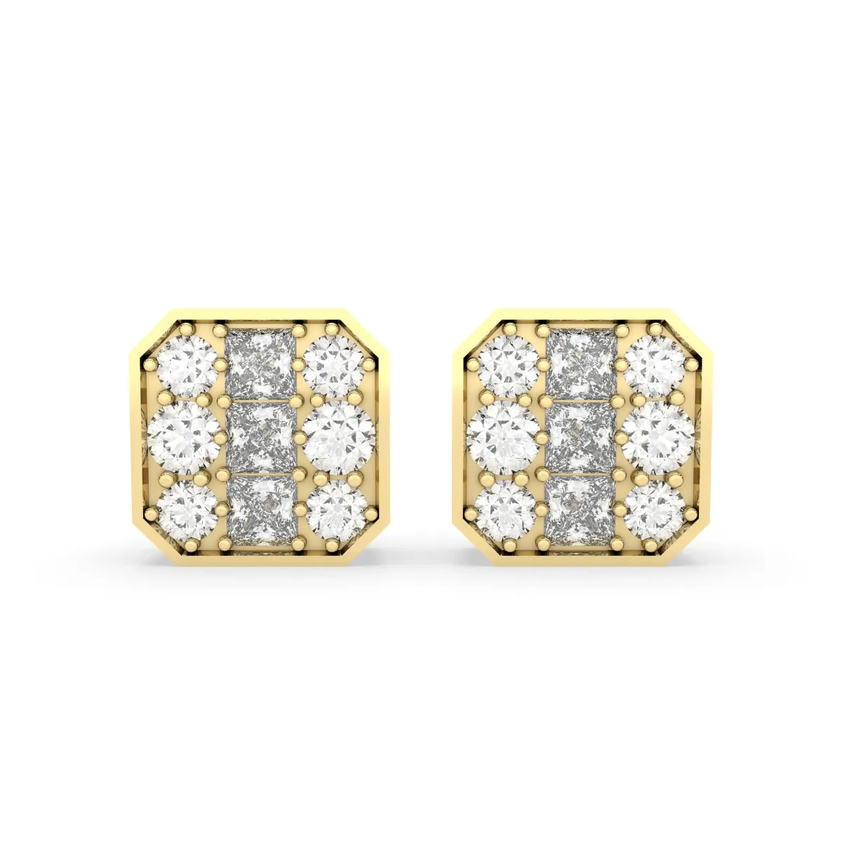 Cushion Cut Natural Diamond Stud Earrings 0.48 CT Halo Design For Women