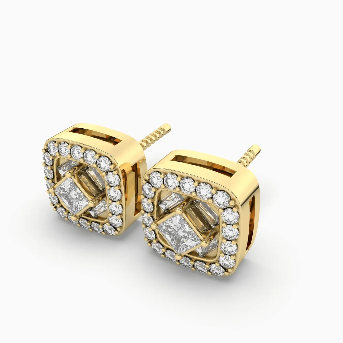 Square 0.54 CT.T.W Natural Diamond Stud Earring For Women 