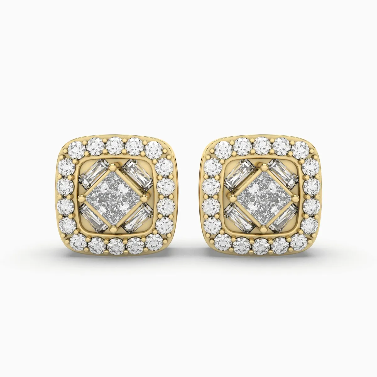 Square 0.54 CT.T.W Natural Diamond Stud Earring For Women 