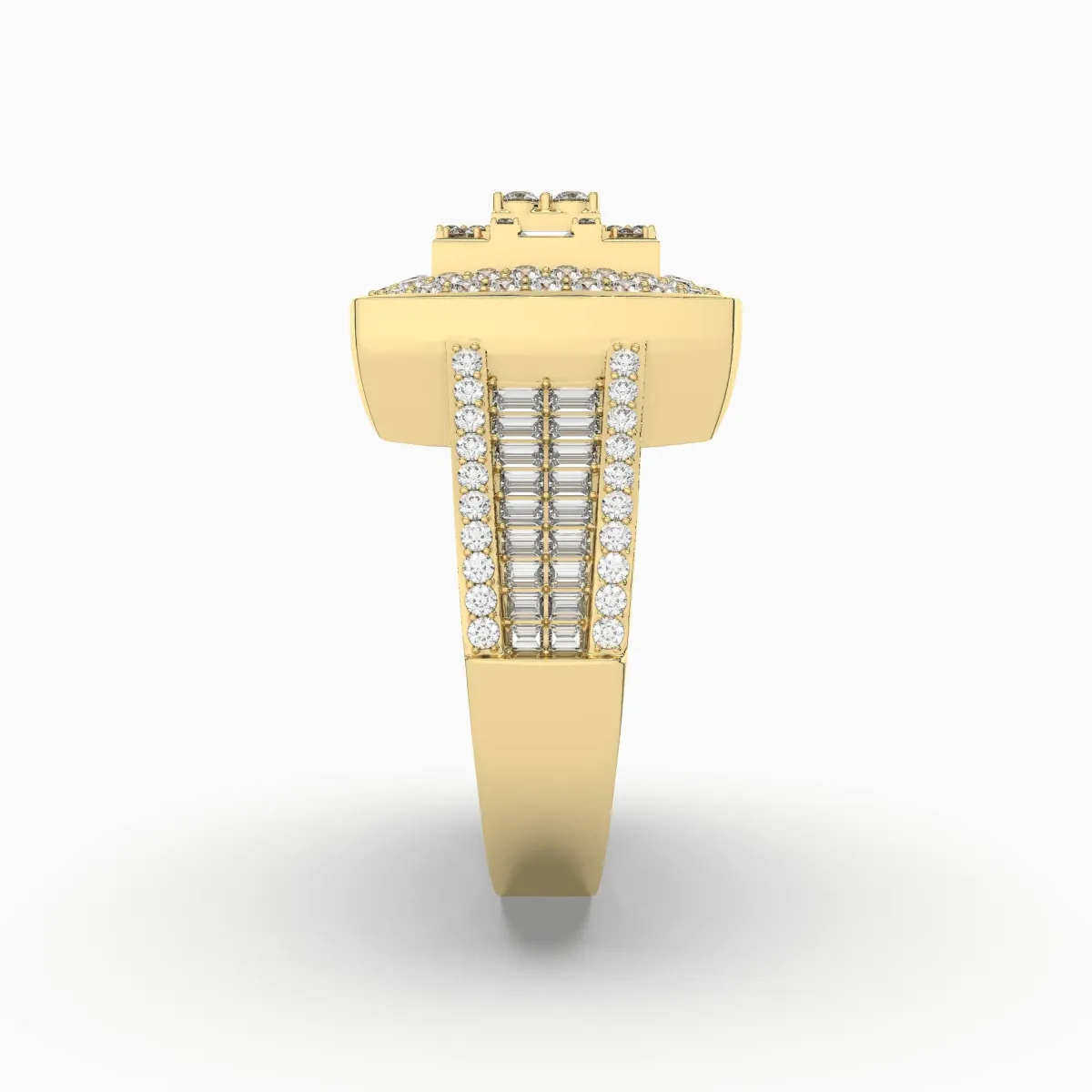 Mens Iced Out Baguette Ring