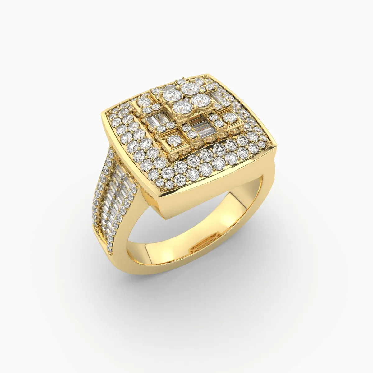 Mens Iced Out Baguette Ring