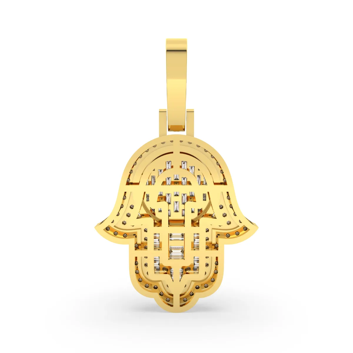 Natural Diamond Hamsa Charm Pendant For Mens