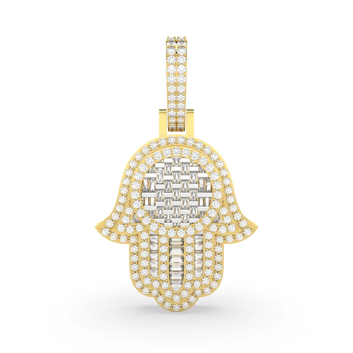 Natural Diamond Hamsa Charm Pendant For Mens