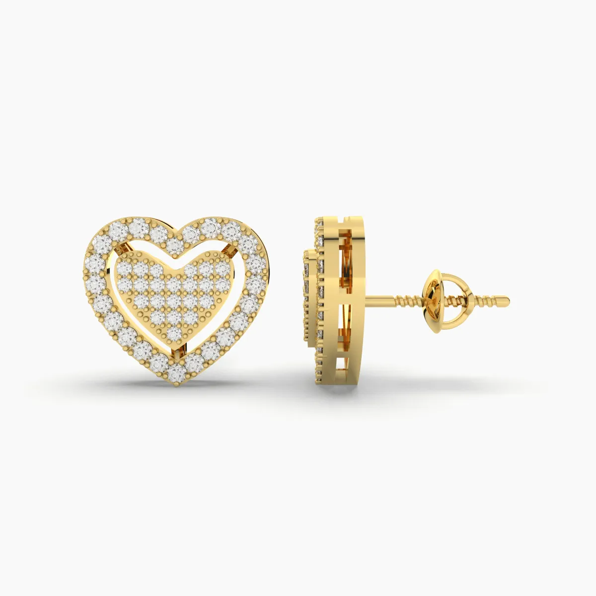 Heart-Shaped Natural Diamond Stud Earrings For Women
