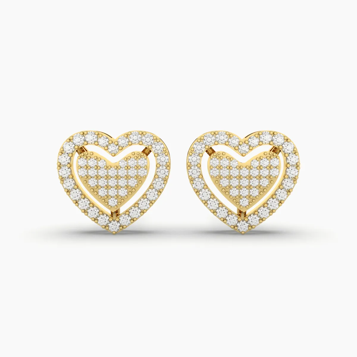 Heart-Shaped Natural Diamond Stud Earrings For Women