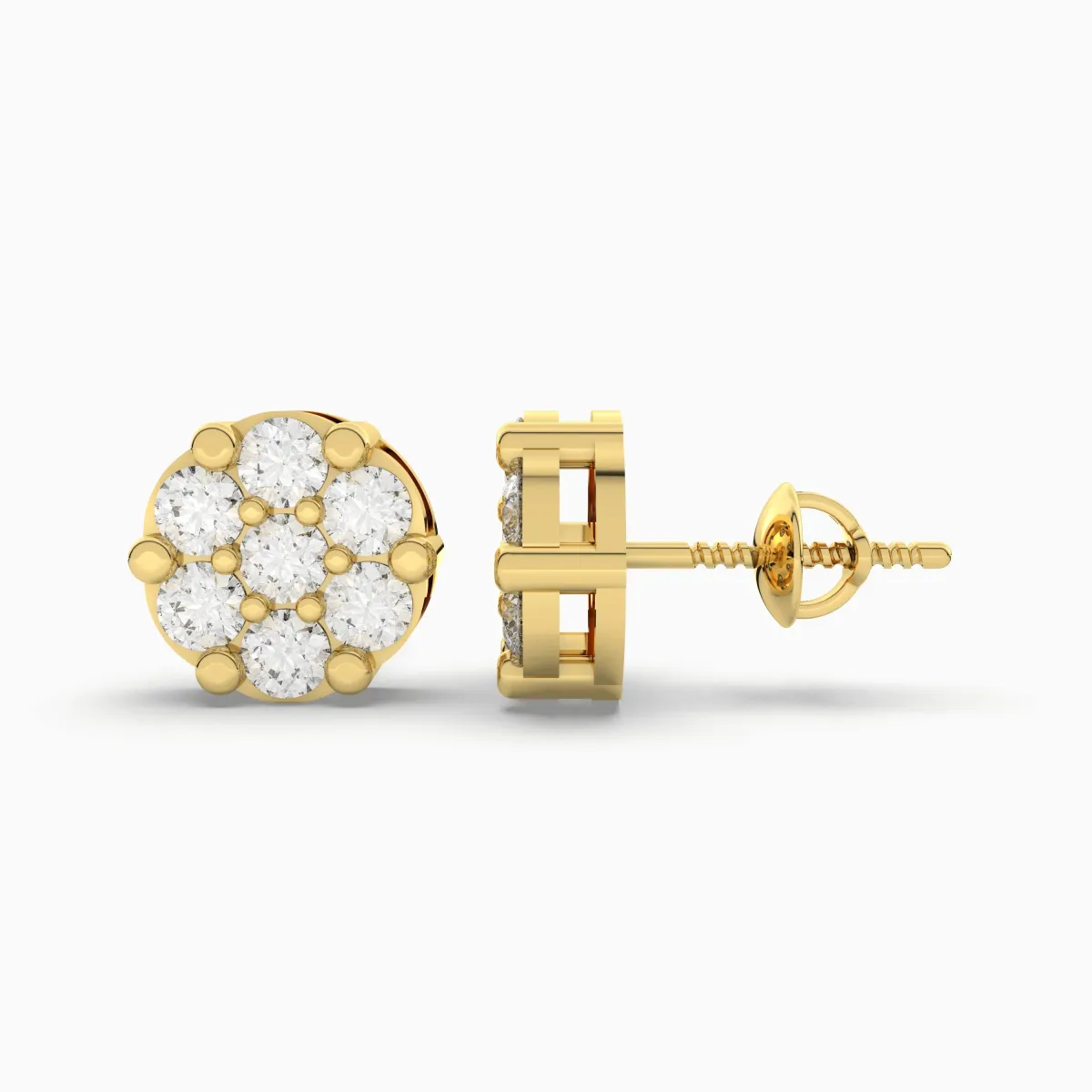 Round Natural Diamond Stud Earrings For Unisex