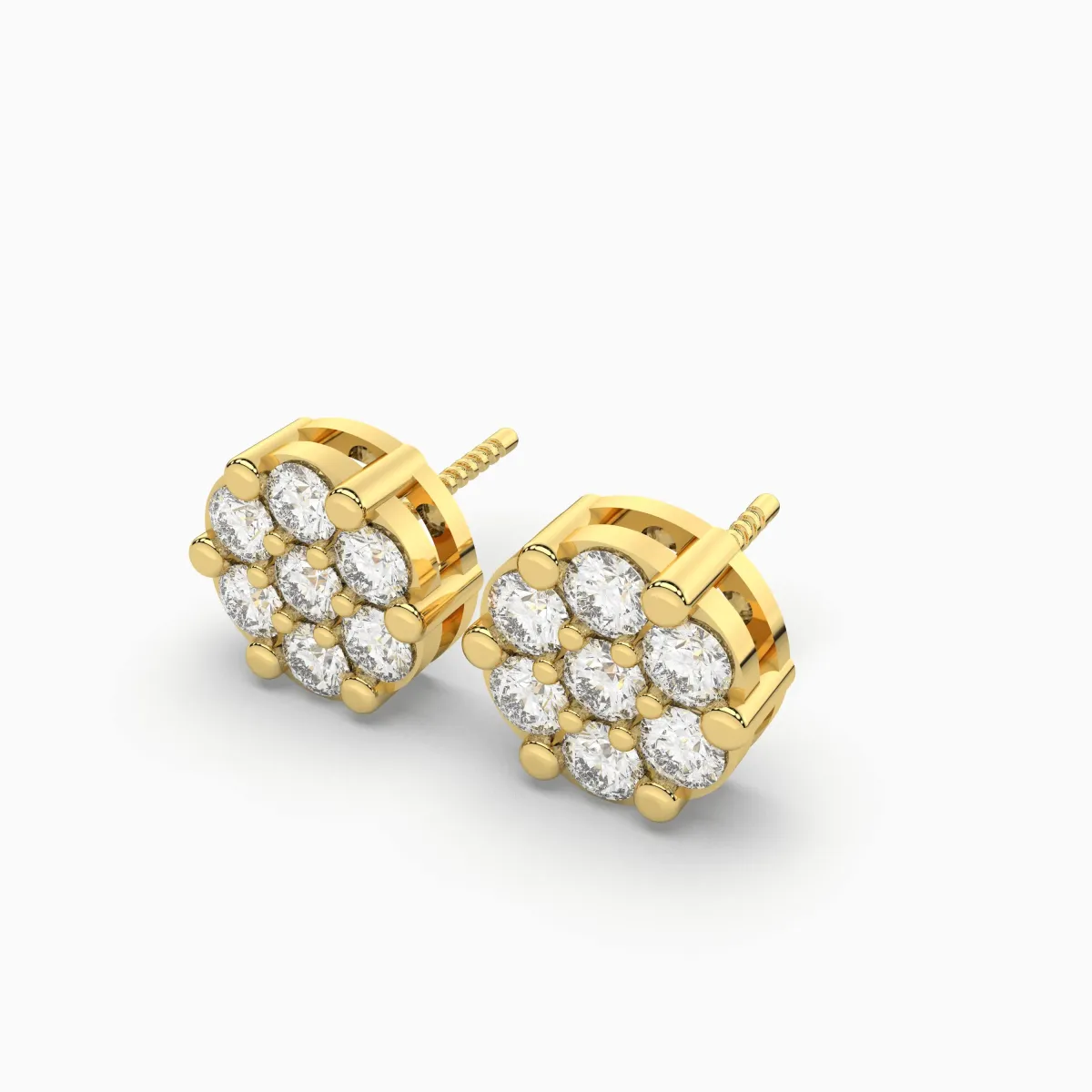 Round Natural Diamond Stud Earrings For Unisex