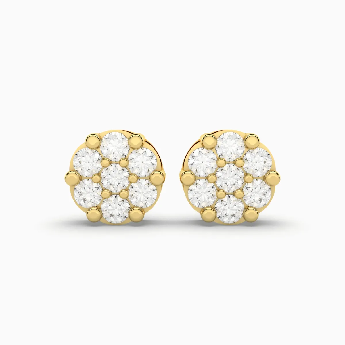 Round Natural Diamond Stud Earrings For Unisex