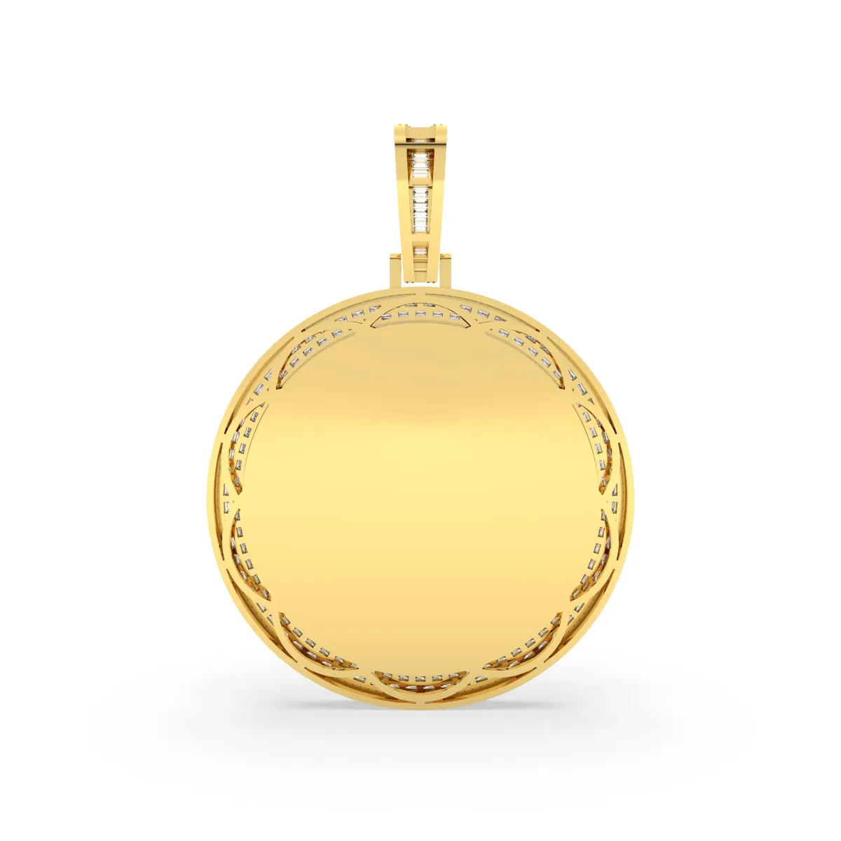 Pave Halo Memorial Picture Round Medallion Pendant