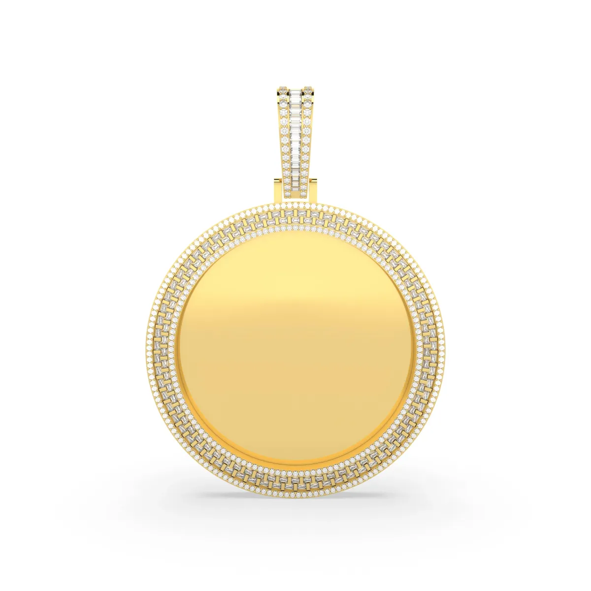 Pave Halo Memorial Picture Round Medallion Pendant