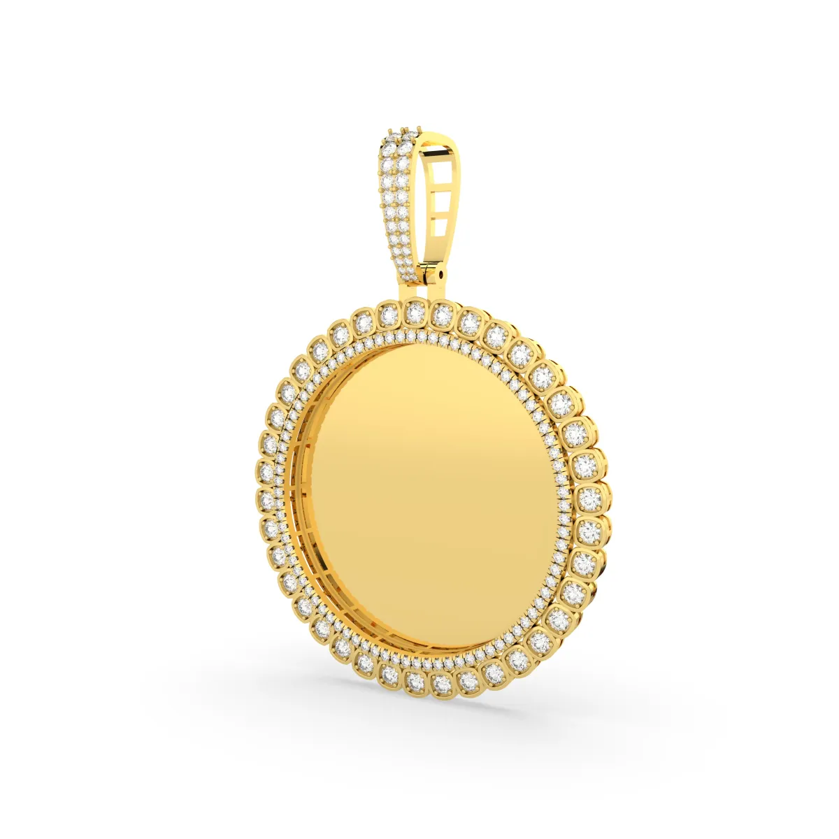 Iced-Out Cuban Frame Round Picture Pendant
