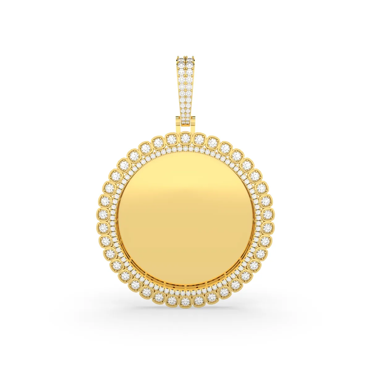 Iced-Out Cuban Frame Round Picture Pendant