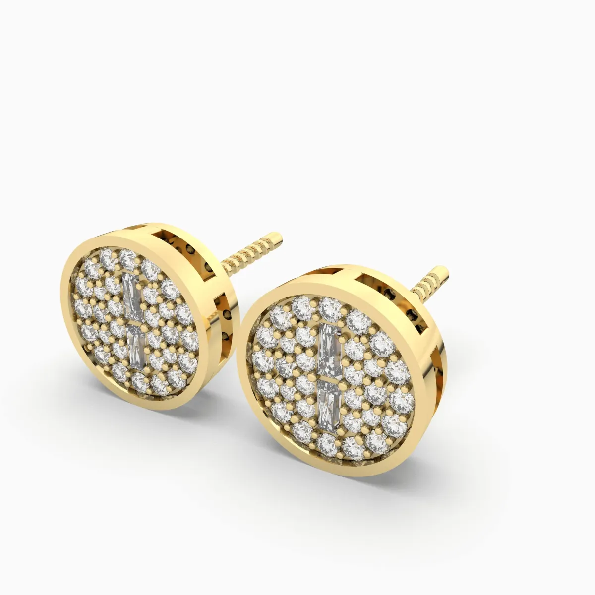 10K Gold Halo Natural Diamond Stud Earring For Women