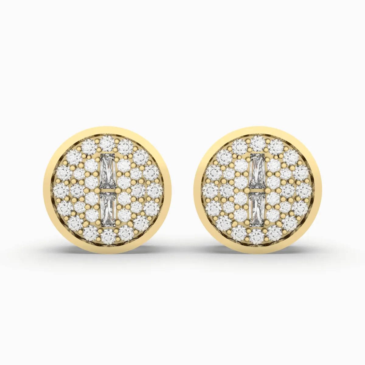 10K Gold Halo Natural Diamond Stud Earring For Women