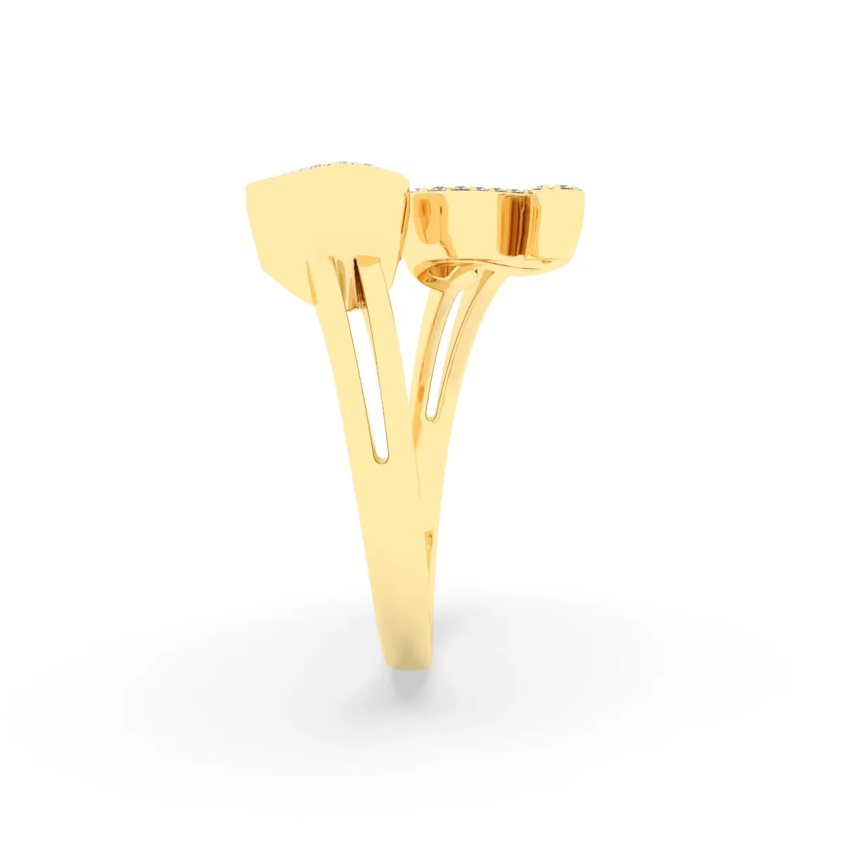 Gold Round Natural Diamond Heart Initial S Rings