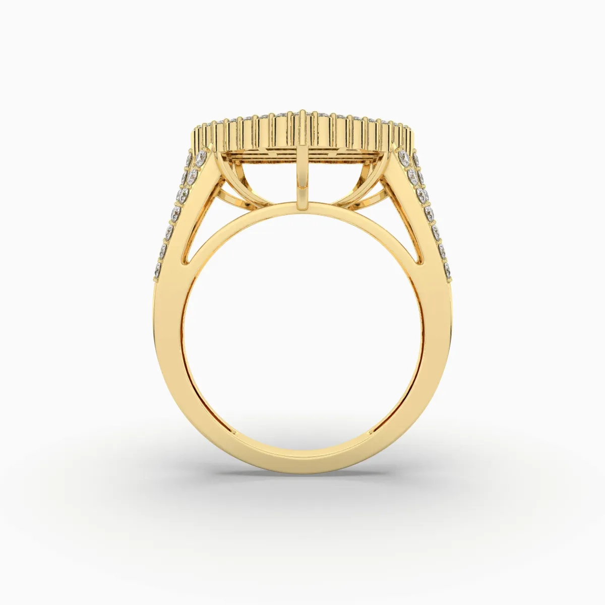 Round And Baguette Natural Diamond Heart Shape Ring