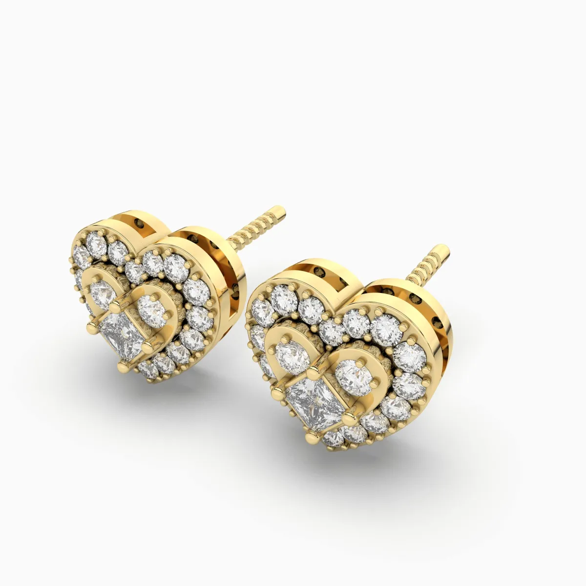 Heart Shaped 0.54 CT.T.W Natural Diamond Stud Earring For Her