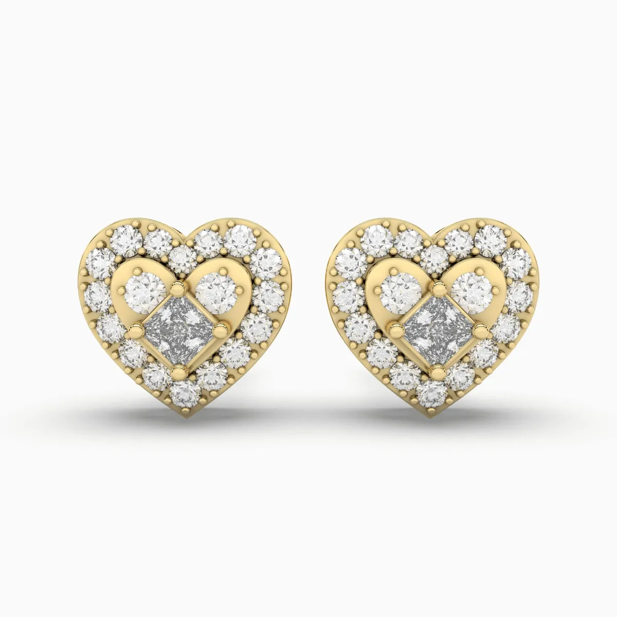 Heart Shaped 0.54 CT.T.W Natural Diamond Stud Earring For Her