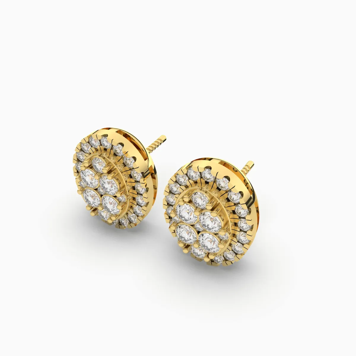 Round Chex Natural Diamond Earrings
