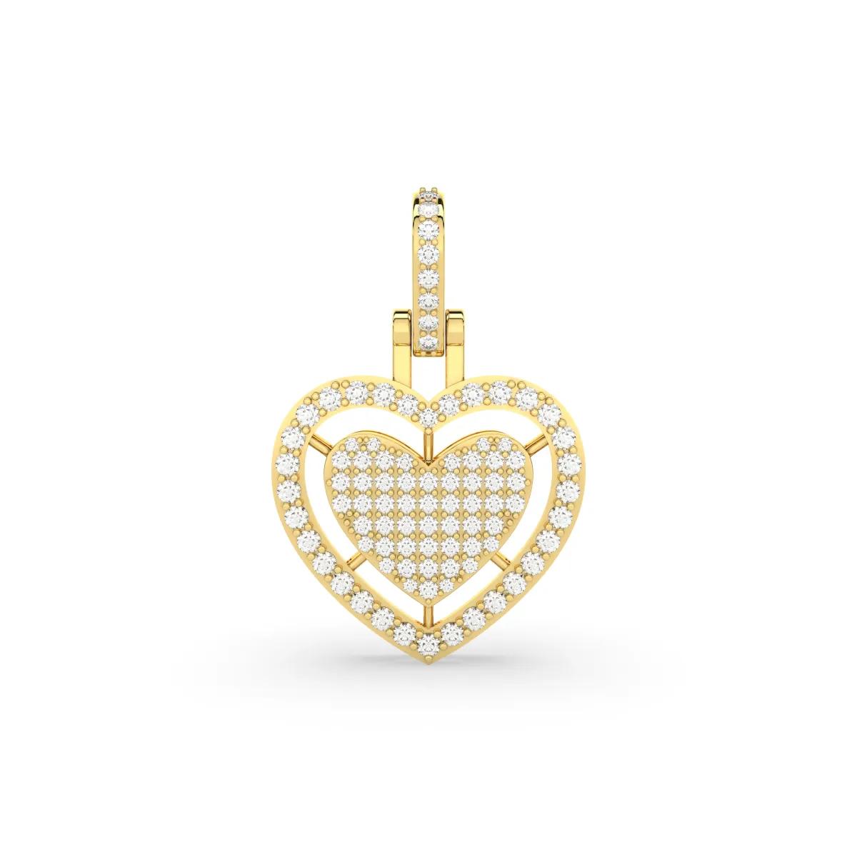 Round Natural Diamond Heart Pendant