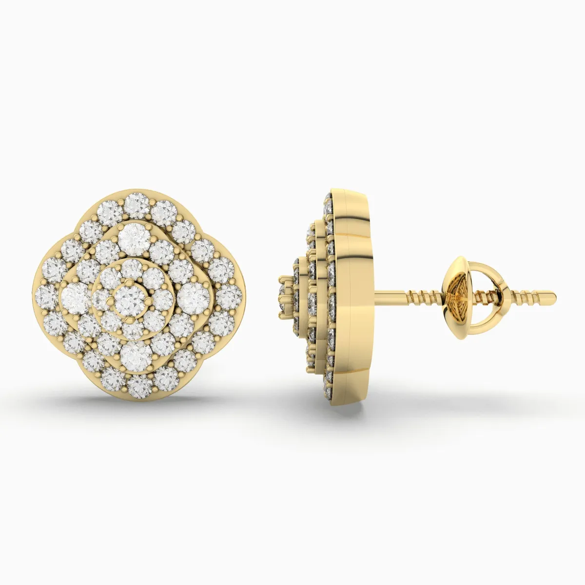 Gold And Natural Diamond Women Earrings