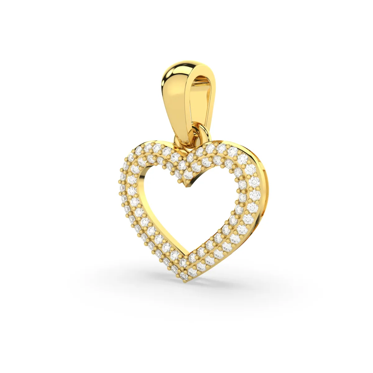 Open Heart Natural Diamond Pendant