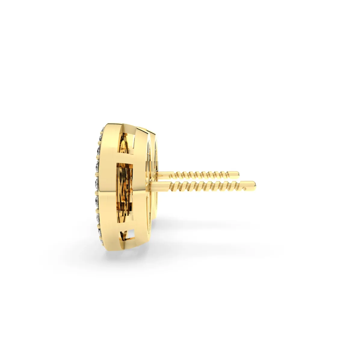 Womens Round Grids Natural Diamond Stud Earring