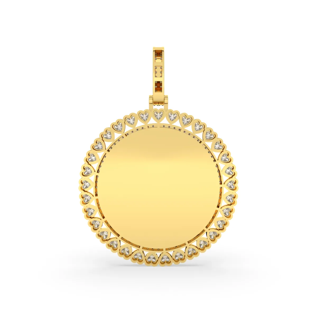 Round Lab Grown Diamond Photo Memory Pendant With Heart-Shaped Border