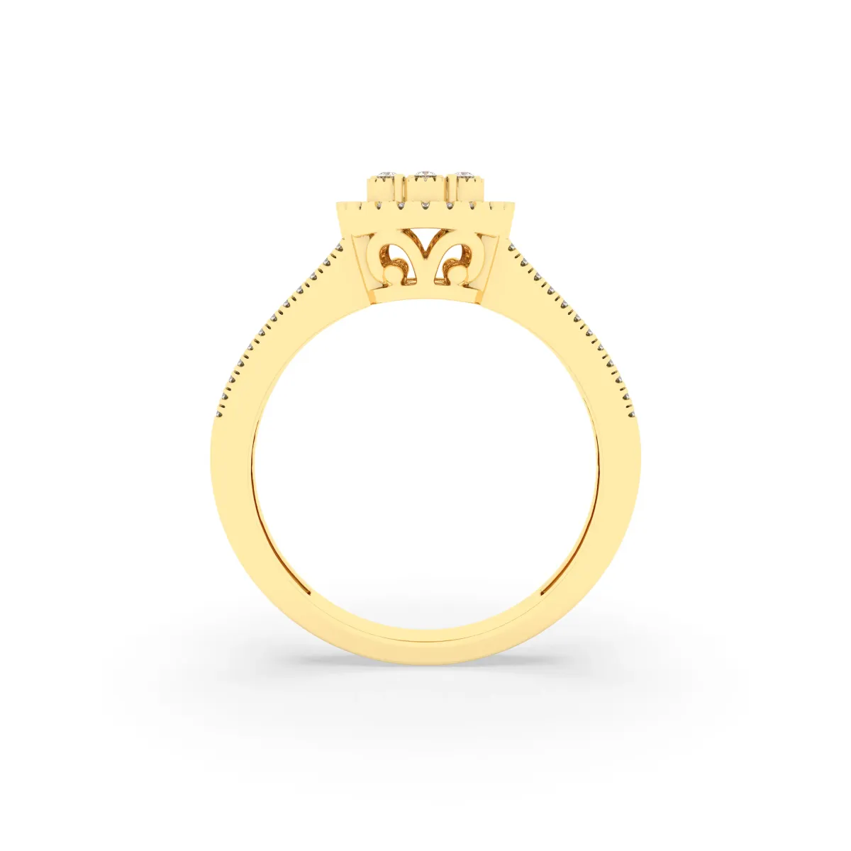 Round Cluster Double Halo Engagement Ring