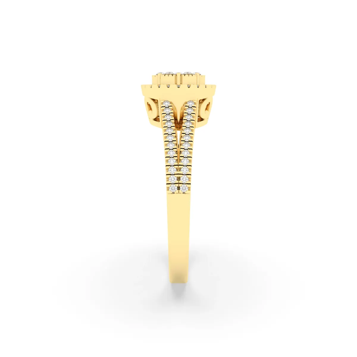 Round Cluster Double Halo Engagement Ring