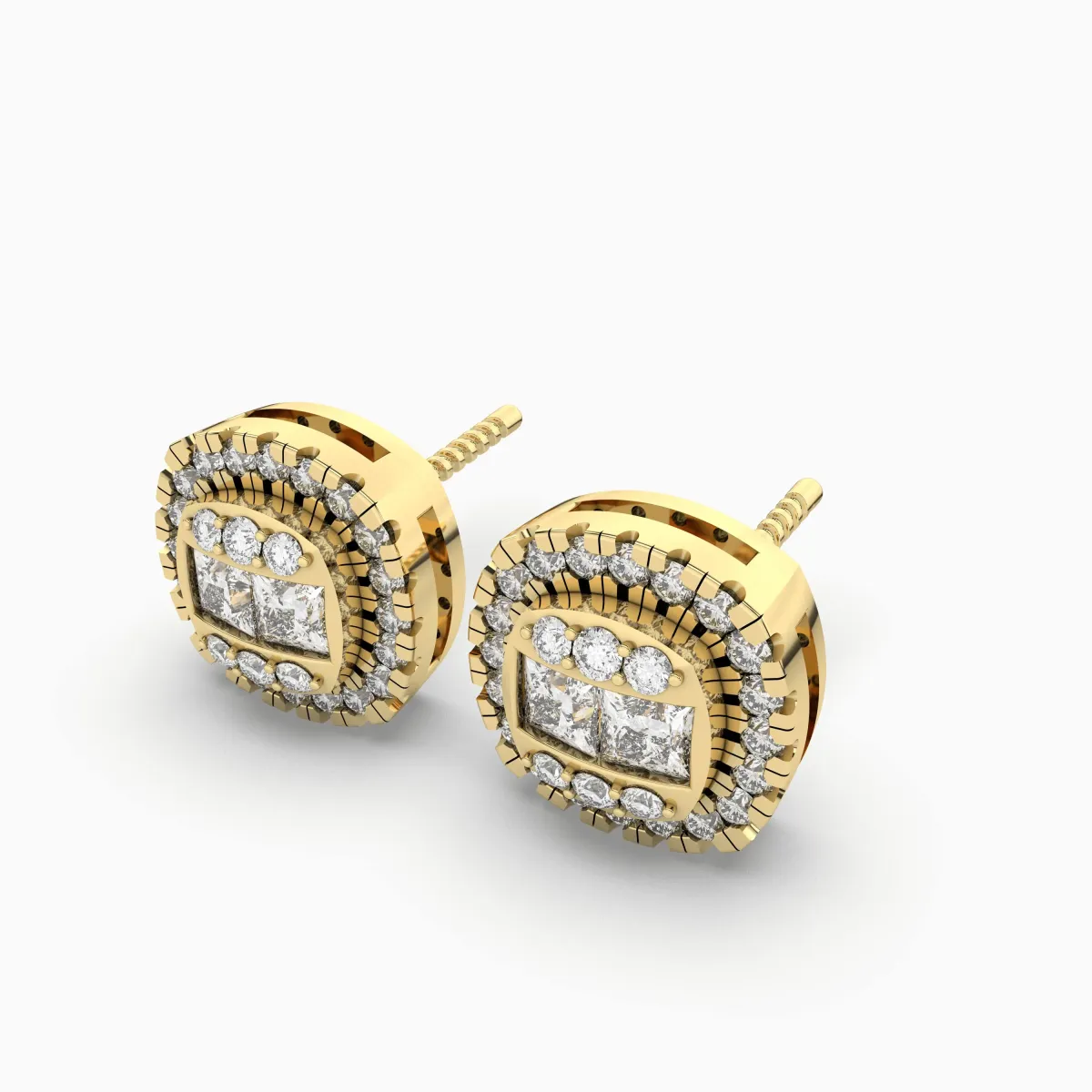 Punky Gold Round Natural Diamond Earrings