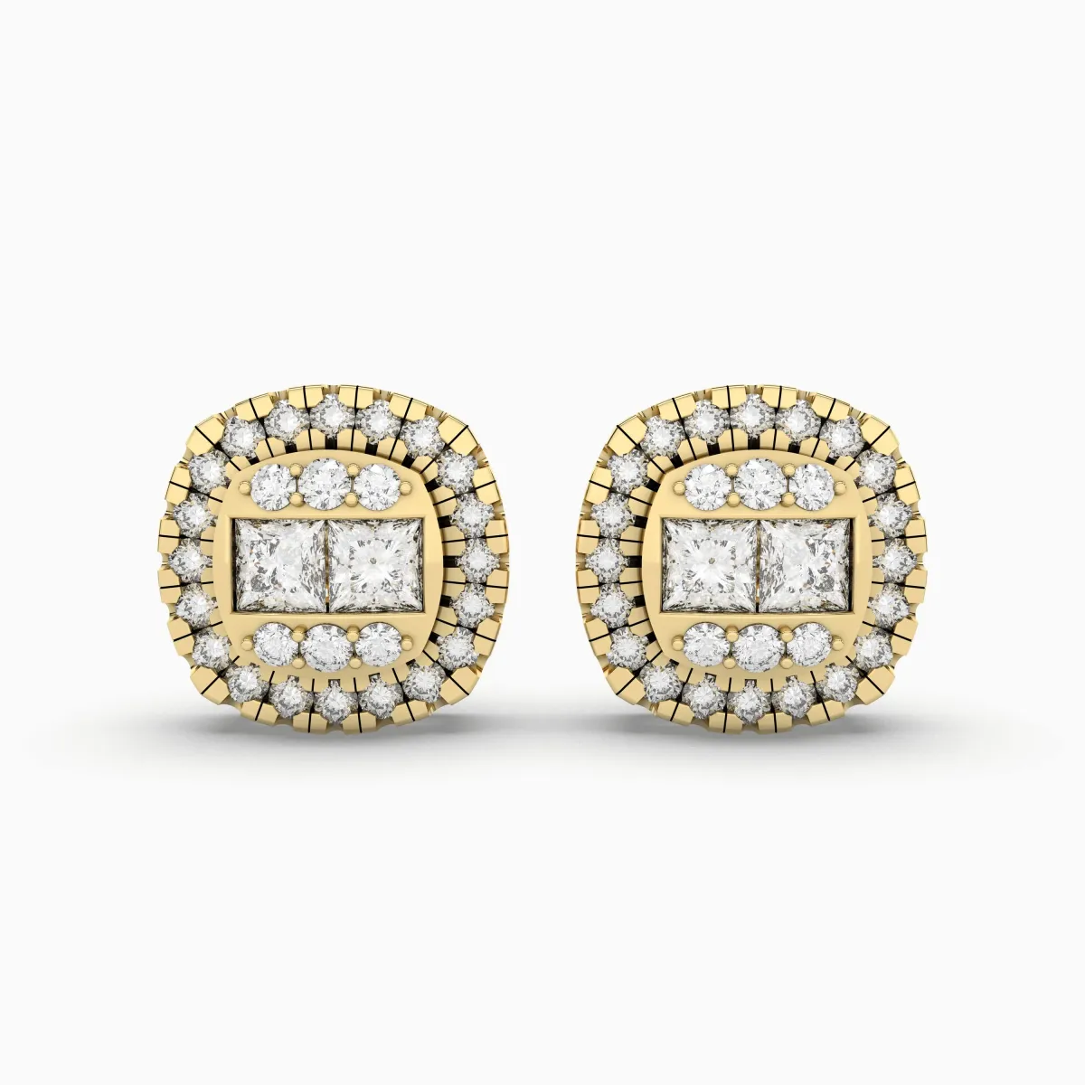 Punky Gold Round Natural Diamond Earrings