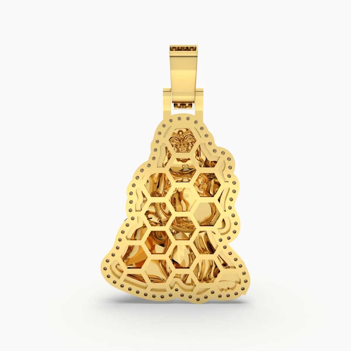 Buddha With Money Bag Natural Diamond Pendant
