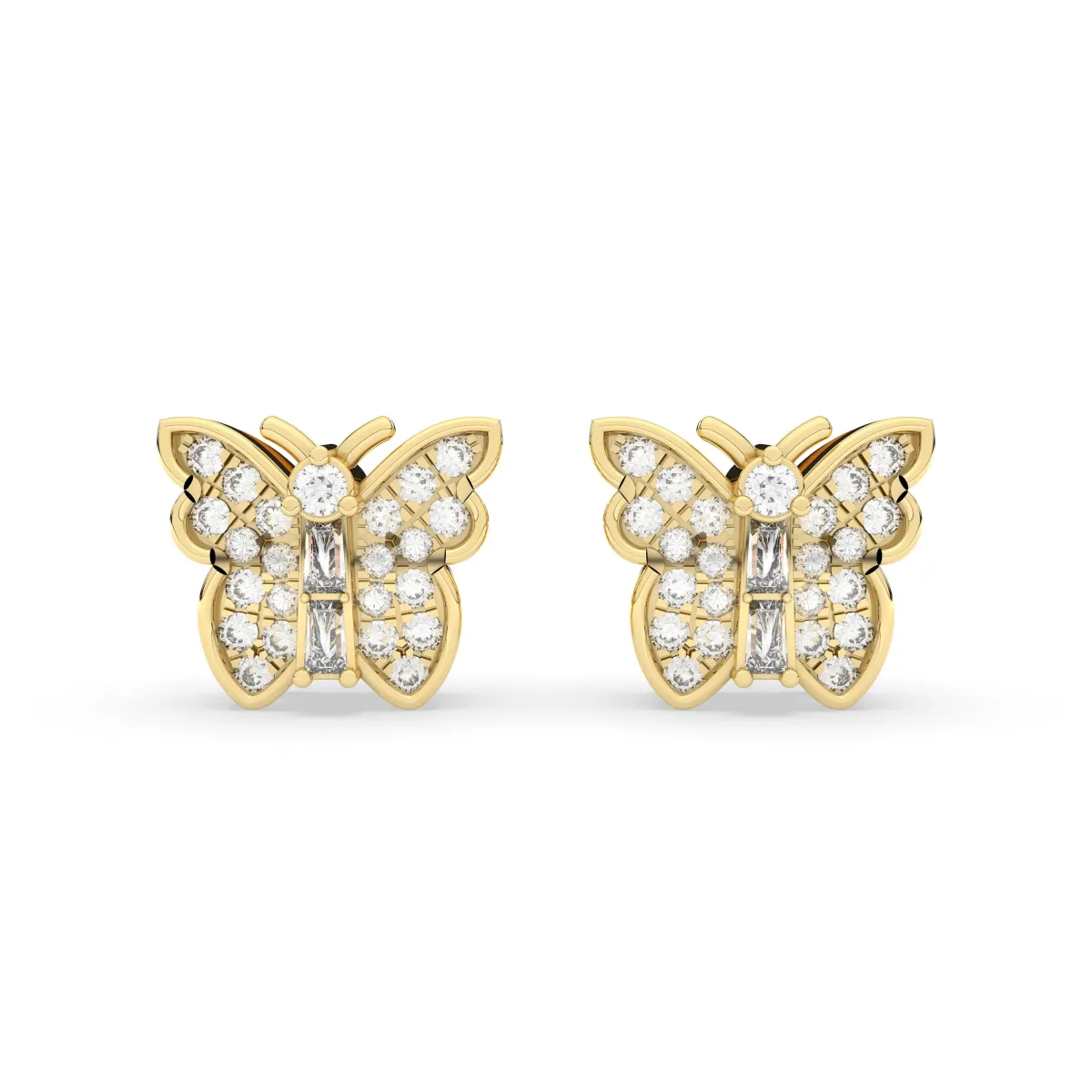 Elegant Natural Diamond Butterfly Stud Earrings